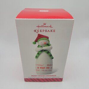 Merry Wishes Snowman Hallmark Keepsake Ornament 2014 Christmas. ‎ New In Box.